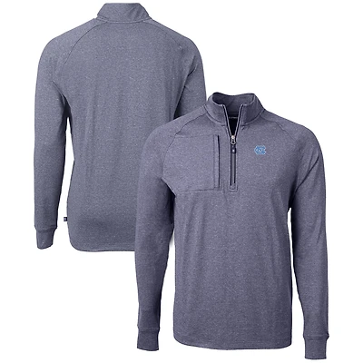Pull-over zippé quart de tour en tricot écologique Adapt Big & Tall pour homme, bleu marine chiné, la marque North Carolina Tar Heels.