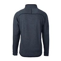 Men's Cutter & Buck Heather Navy North Carolina Tar Heels Big Tall Mainsail Sweater-Knit Half-Zip Jacket