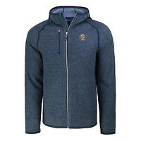 Men's Cutter & Buck  Heather Navy North Carolina Tar Heels Vault Mainsail Full-Zip Raglan Hooded Jacket