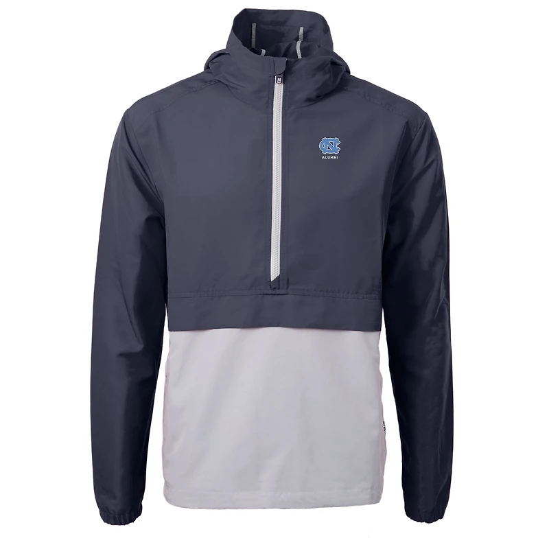 Men's Cutter & Buck  Navy North Carolina Tar Heels Alumni Logo Charter Eco Knit Recycled Anorak Half-Zip Jacket