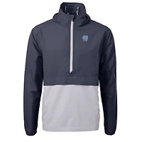 Men's Cutter & Buck  Navy North Carolina Tar Heels Alumni Logo Charter Eco Knit Recycled Anorak Half-Zip Jacket