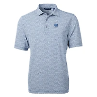 Polo recyclé à imprimé botanique et piqué écologique DryTec Virtue pour homme, bleu marine, avec logo des anciens élèves Tar Heels de Caroline du Nord.