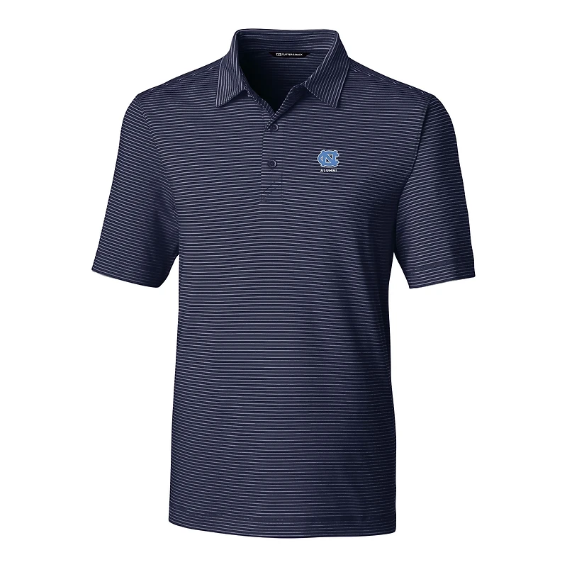 Polo extensible DryTec à rayures crayon Forge pour homme, bleu marine, avec logo des anciens élèves Tar Heels de Caroline du Nord, Cutter & Buck