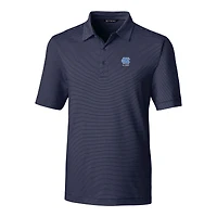 Polo extensible DryTec à rayures crayon Forge pour homme, bleu marine, avec logo des anciens élèves Tar Heels de Caroline du Nord, Cutter & Buck