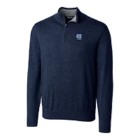 Men's Cutter & Buck  Heather Charcoal North Carolina Tar Heels Alumni Logo Lakemont Tri-Blend Quarter-Zip Pullover Sweater