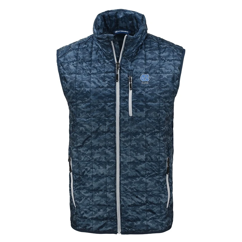 Men's Cutter & Buck  Navy North Carolina Tar Heels Alumni Logo Rainier PrimaLoft Eco Insulated Full-Zip Puffer Vest