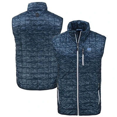 Men's Cutter & Buck  Navy North Carolina Tar Heels Alumni Logo Rainier PrimaLoft Eco Insulated Full-Zip Puffer Vest