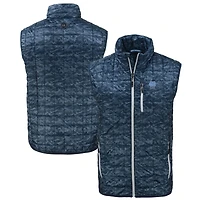 Men's Cutter & Buck  Navy North Carolina Tar Heels Alumni Logo Rainier PrimaLoft Eco Insulated Full-Zip Puffer Vest