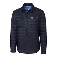 Men's Cutter & Buck  Navy North Carolina Tar Heels Alumni Logo Rainier PrimaLoft Eco Insulated Quilted Button-Up Shacket