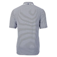 Polo recyclé à rayures et piqué écologique pour homme, bleu marine, avec logo des anciens élèves Tar Heels de Caroline du Nord, Cutter & Buck