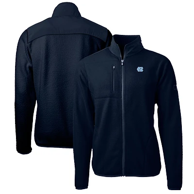 Men's Cutter & Buck Navy North Carolina Tar Heels Big Tall Cascade Eco Sherpa Fleece Full-Zip Jacket