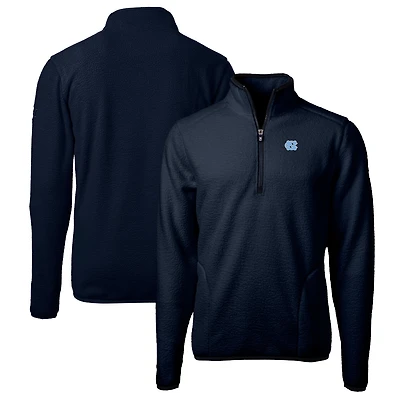 Men's Cutter & Buck Navy North Carolina Tar Heels Big Tall Cascade Eco Sherpa Fleece Quarter-Zip Jacket