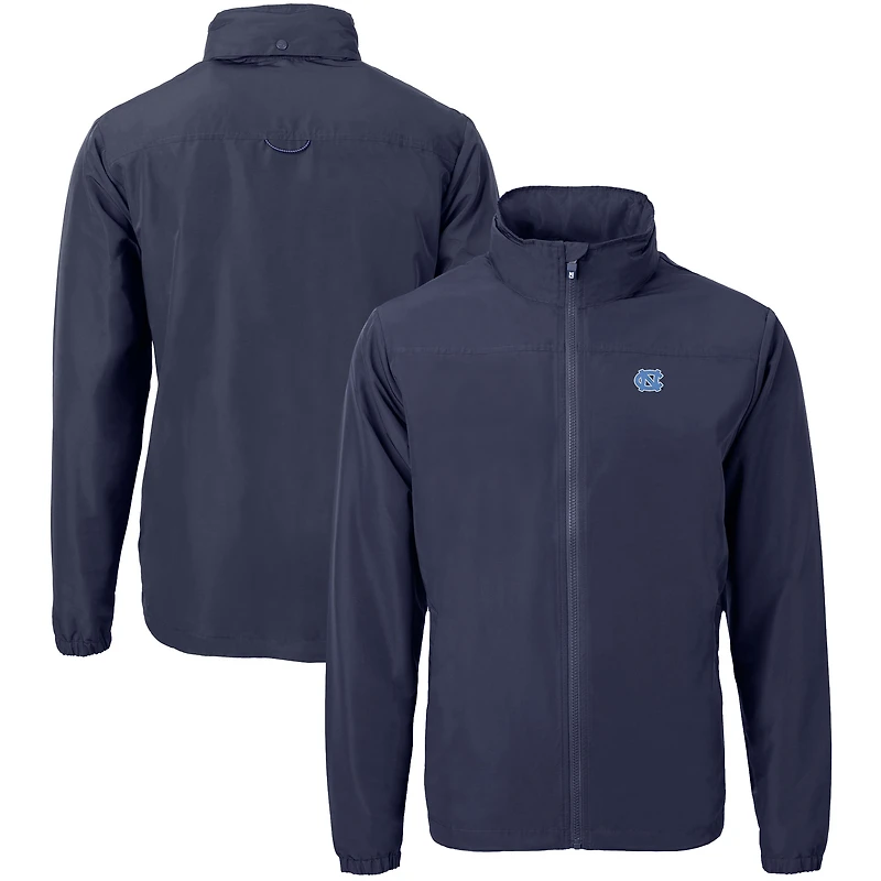 Men's Cutter & Buck Navy North Carolina Tar Heels Big Tall Charter Eco Knit Recycled Full-Zip Jacket