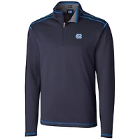 Men's Cutter & Buck Navy North Carolina Tar Heels Big Tall Reversible Quarter-Zip Pullover Jacket