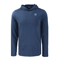 T-shirt à capuche et manches longues pour homme, bleu marine, style éco-recyclé, des Tar Heels de Caroline du Nord Coastline Epic Comfort.