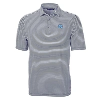 Polo Cutter & Buck bleu marine à rayures éco-responsables recyclées North Carolina Tar Heels Virtue pour homme