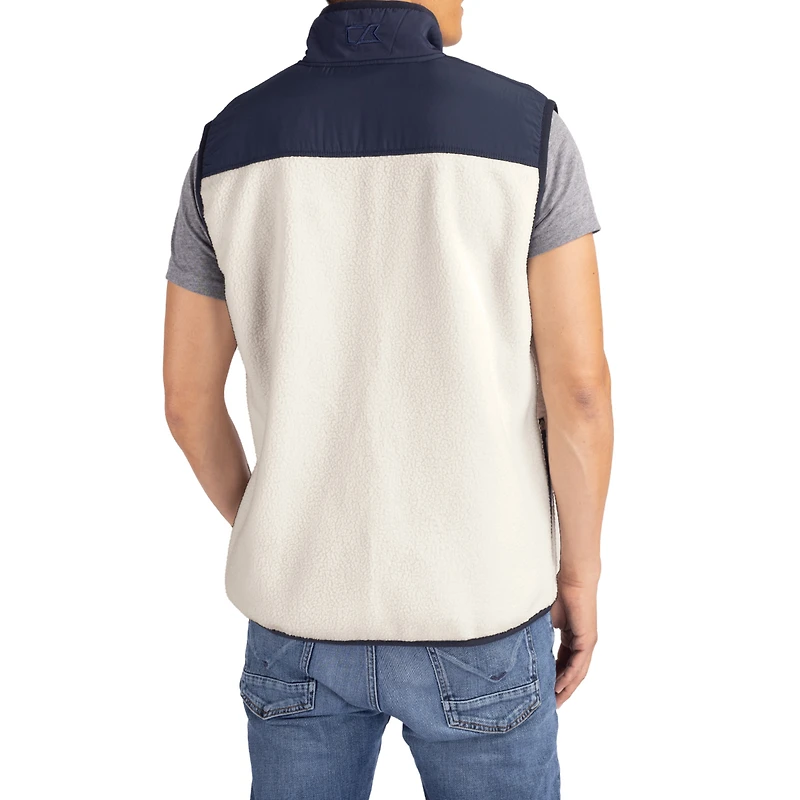 Men's Cutter & Buck Oatmeal North Carolina Tar Heels Cascade Eco Fleece Full-Zip Vest