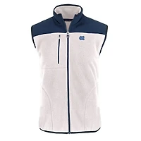 Men's Cutter & Buck  Oatmeal North Carolina Tar Heels Cascade Eco Sherpa Fleece Full-Zip Vest