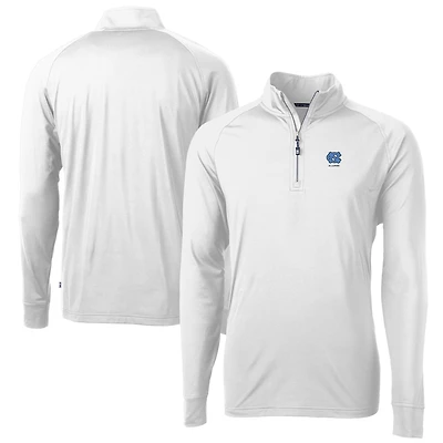 Men's Cutter & Buck  White North Carolina Tar Heels Alumni Logo Adapt Eco Knit Stretch Recycled Quarter-Zip Pullover Top