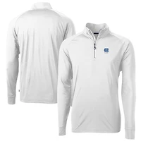 Men's Cutter & Buck  White North Carolina Tar Heels Alumni Logo Adapt Eco Knit Stretch Recycled Quarter-Zip Pullover Top