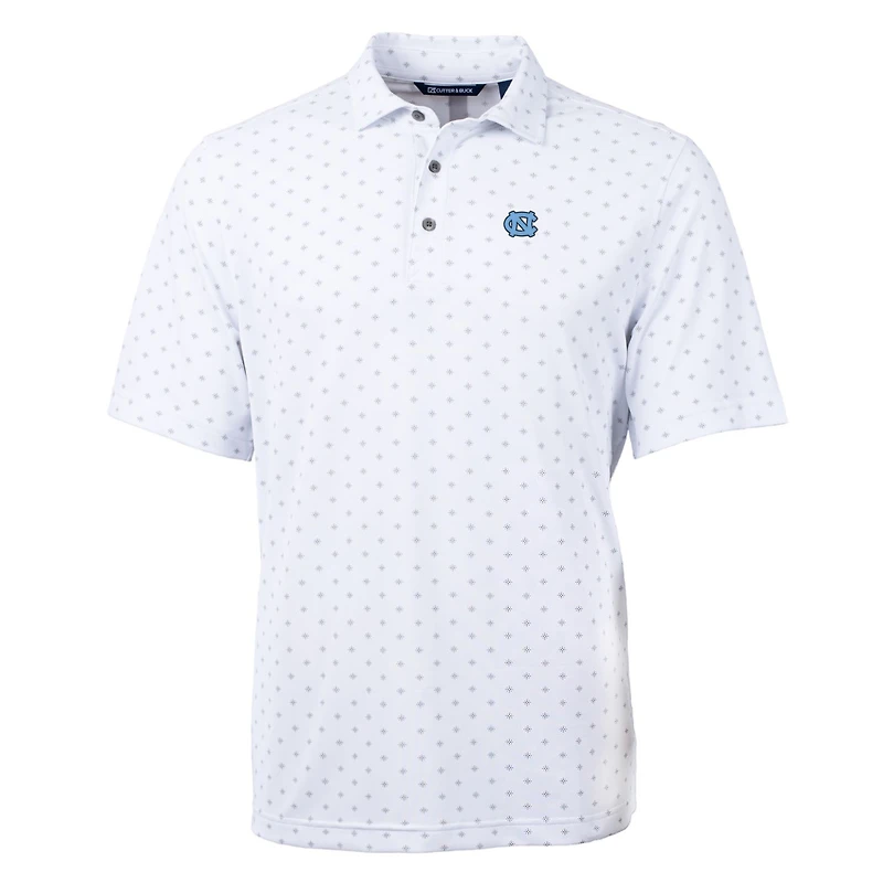 Men's Cutter & Buck White North Carolina Tar Heels Big Tall Virtue Eco Pique Tile Print Recycled Polo