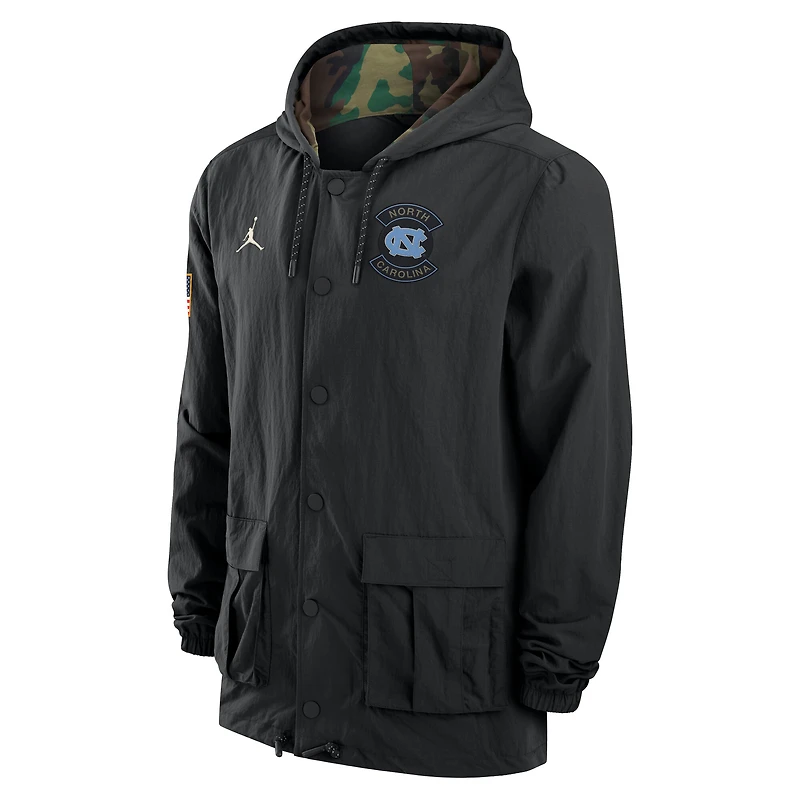 Men's Jordan Brand Black North Carolina Tar Heels 2025 NCAA Military Appreciation Full-Snap Jacket
