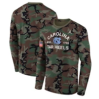 Men's Jordan Brand Camo North Carolina Tar Heels 2025 Military Appreciation Legend Dri-FIT Long Sleeve T-Shirt