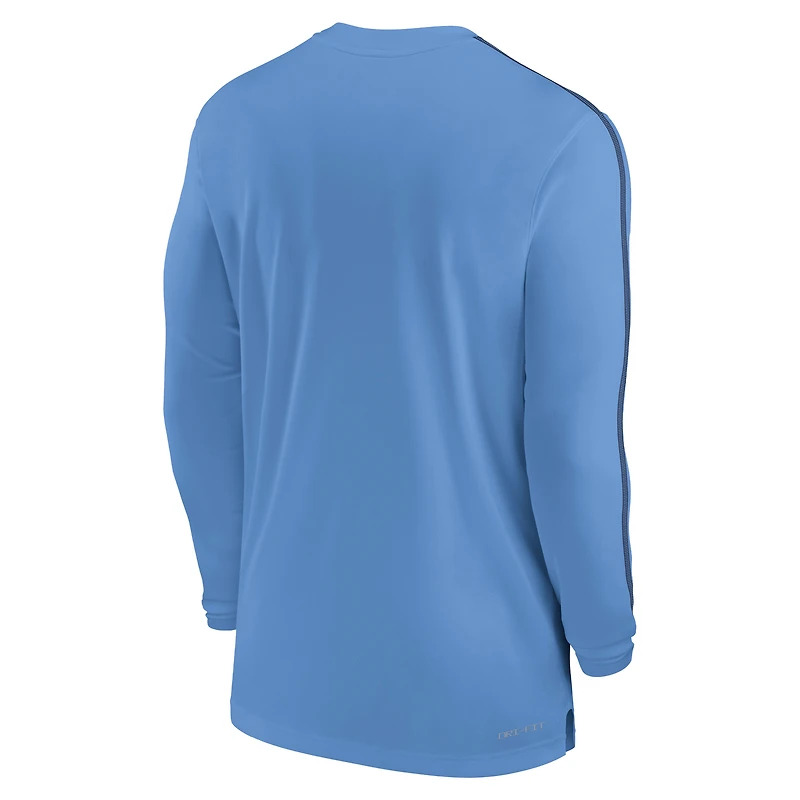 Men's Jordan Brand Carolina Blue North Tar Heels 2024 Sideline Coach UV Performance Long Sleeve T-Shirt