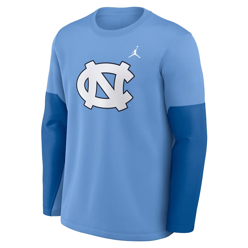 Men's Jordan Brand Navy North Carolina Tar Heels 2025 Sideline Coach Therma-FIT Long Sleeve T-Shirt