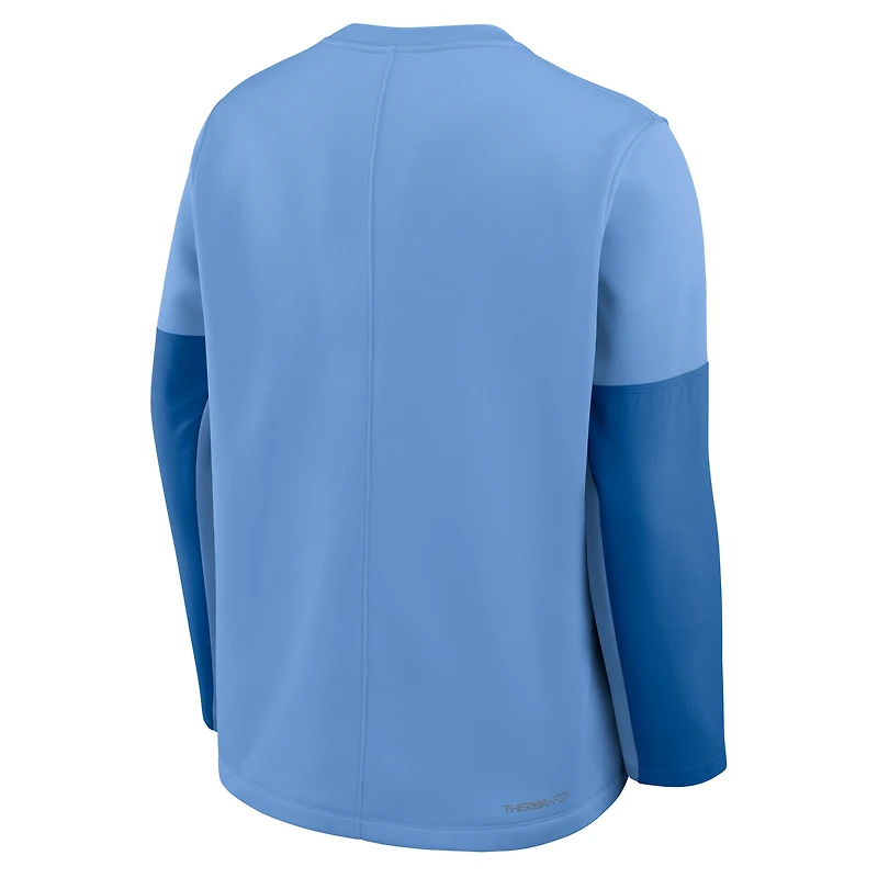 T-shirt à manches longues Jordan Brand Carolina Blue pour homme, équipe des Tar Heels de Caroline du Nord 2025, Sideline Coach Therma-FIT