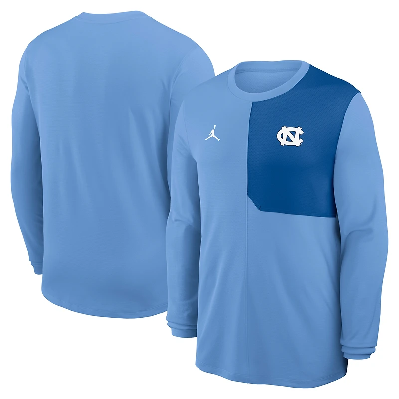 Men's Jordan Brand Carolina Blue North Tar Heels 2025 Sideline Coach UV Dri-FIT Long Sleeve Shirt