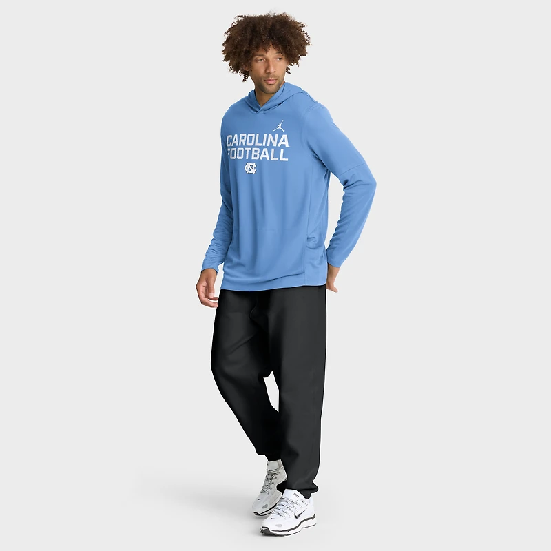 Men's Jordan Brand Carolina Blue North Tar Heels 2025 Sideline Dri-FIT Long Sleeve Hoodie T-Shirt