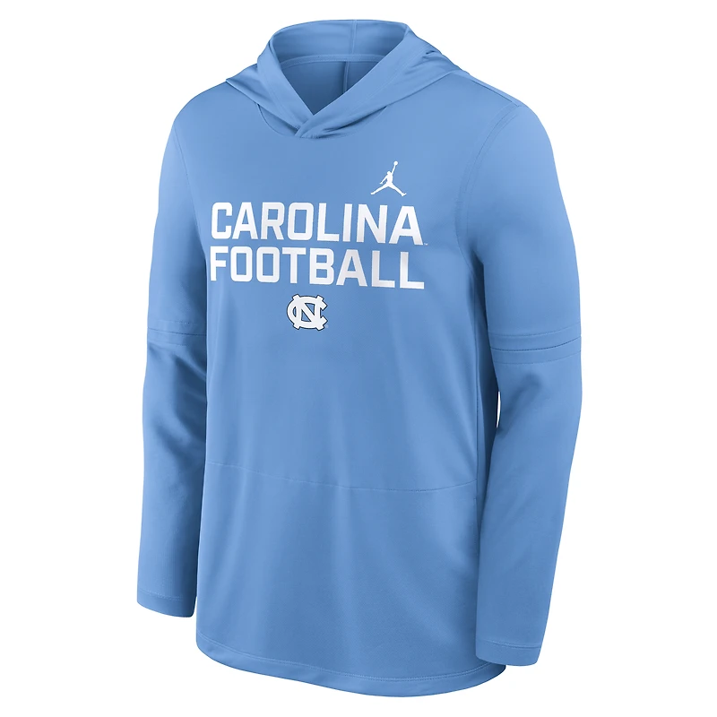 Men's Jordan Brand Carolina Blue North Tar Heels 2025 Sideline Dri-FIT Long Sleeve Hoodie T-Shirt