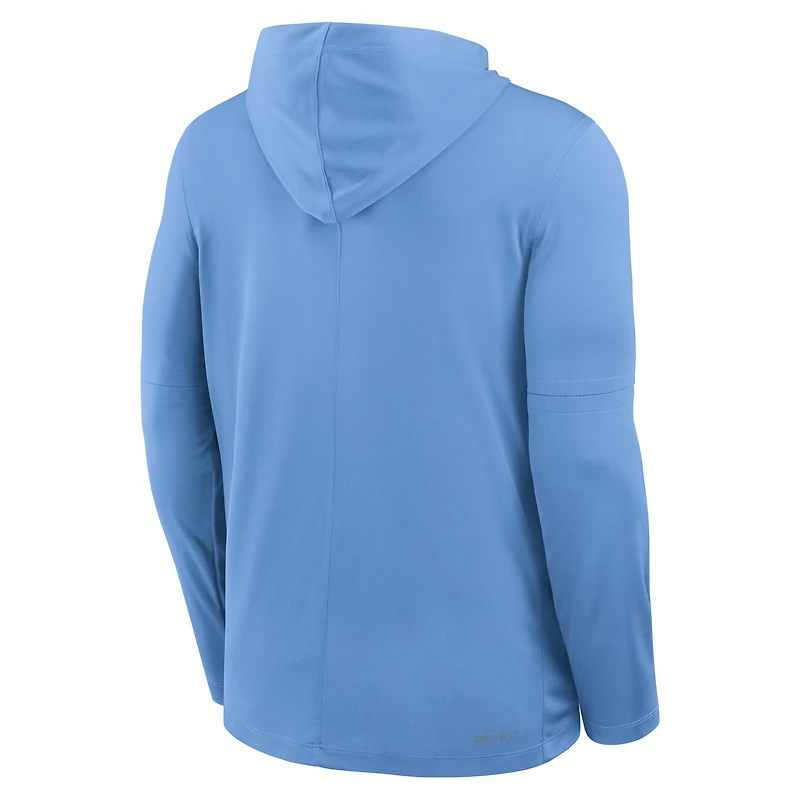 Men's Jordan Brand Carolina Blue North Tar Heels 2025 Sideline Dri-FIT Long Sleeve Hoodie T-Shirt
