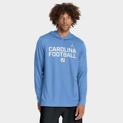 Men's Jordan Brand Carolina Blue North Tar Heels 2025 Sideline Dri-FIT Long Sleeve Hoodie T-Shirt