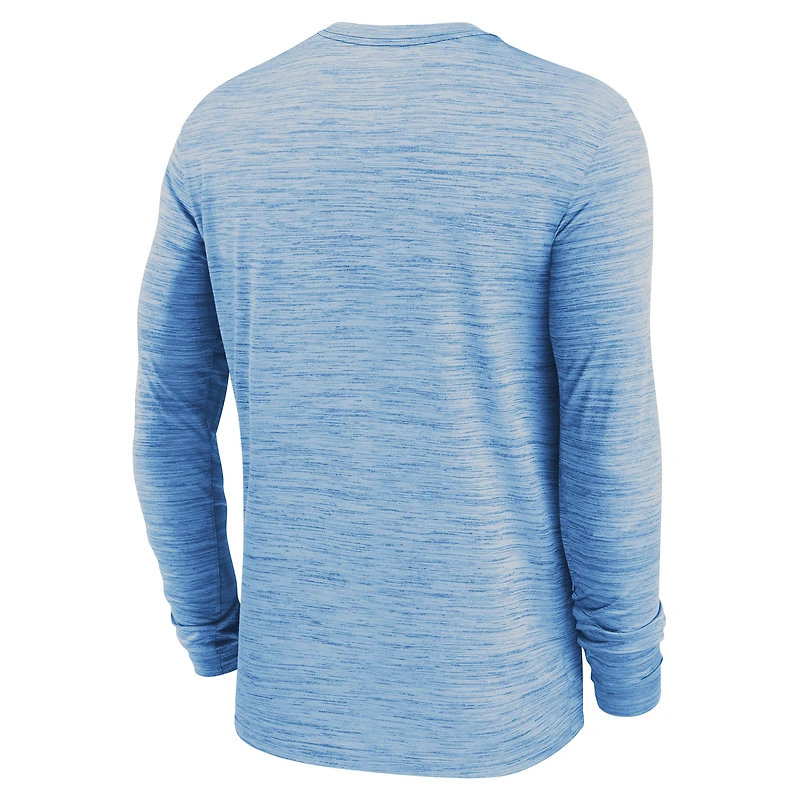 T-shirt à manches longues Jordan Brand Carolina Blue pour homme, équipe des Tar Heels de Caroline du Nord 2025 Sideline Velocity Dri-FIT