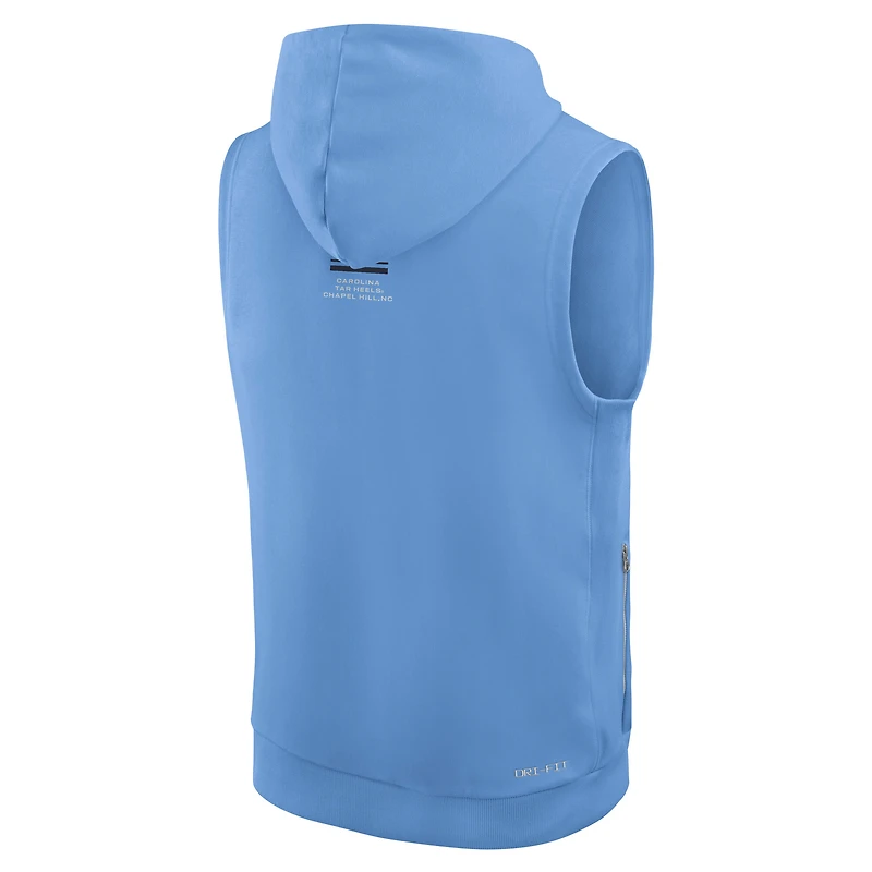 Sweat à capuche sans manches Dri-FIT Jordan Brand Carolina Blue North Tar Heels 2026 Sideline pour homme