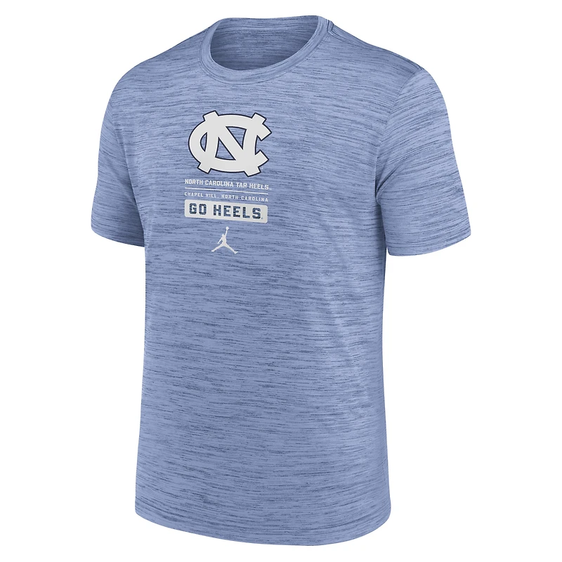 T-shirt Jordan Brand Carolina Blue pour homme, North Tar Heels Campus Center Block Velocity Performance