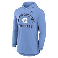Men's Jordan Brand Carolina Blue North Tar Heels Primetime Arch Tri-Blend Dri-FIT Long Sleeve Hooded T-Shirt