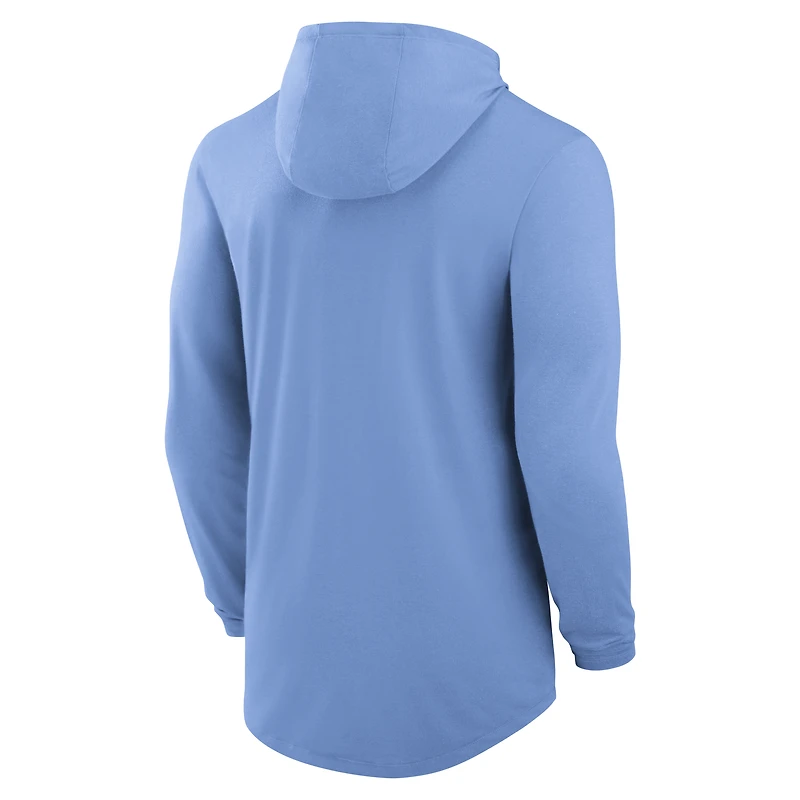 Men's Jordan Brand Carolina Blue North Tar Heels Primetime Arch Tri-Blend Dri-FIT Long Sleeve Hooded T-Shirt