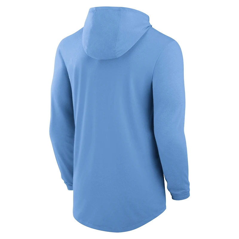 Men's Jordan Brand Carolina Blue North Tar Heels Primetime Arch Tri-Blend Dri-FIT Long Sleeve Hooded T-Shirt