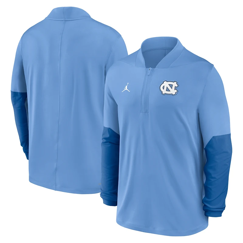 Pull Jordan Brand Carolina Blue pour homme, North Tar Heels, Sideline Dri-FIT, demi-zippé
