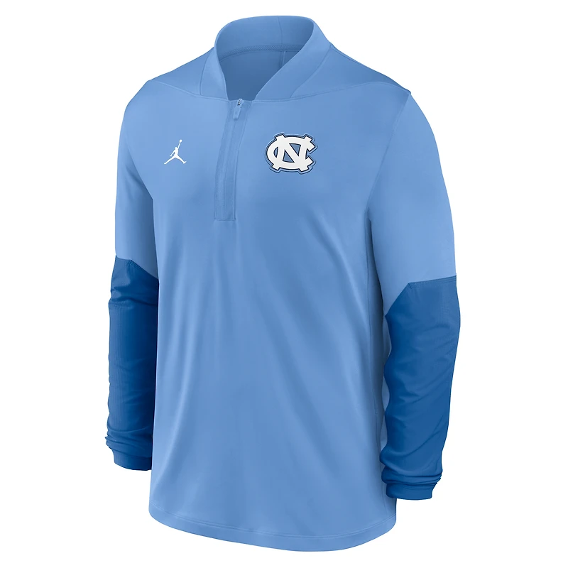 Pull Jordan Brand Carolina Blue pour homme, North Tar Heels, Sideline Dri-FIT, demi-zippé