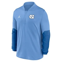 Pull Jordan Brand Carolina Blue pour homme, North Tar Heels, Sideline Dri-FIT, demi-zippé