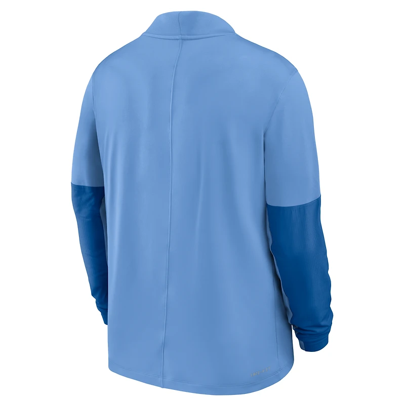Pull Jordan Brand Carolina Blue pour homme, North Tar Heels, Sideline Dri-FIT, demi-zippé