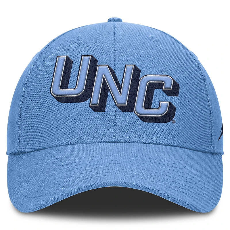 Casquette ajustable Jordan Brand Carolina Blue pour homme, North Carolina Tar Heels, Slanted Primetime Rise Performance