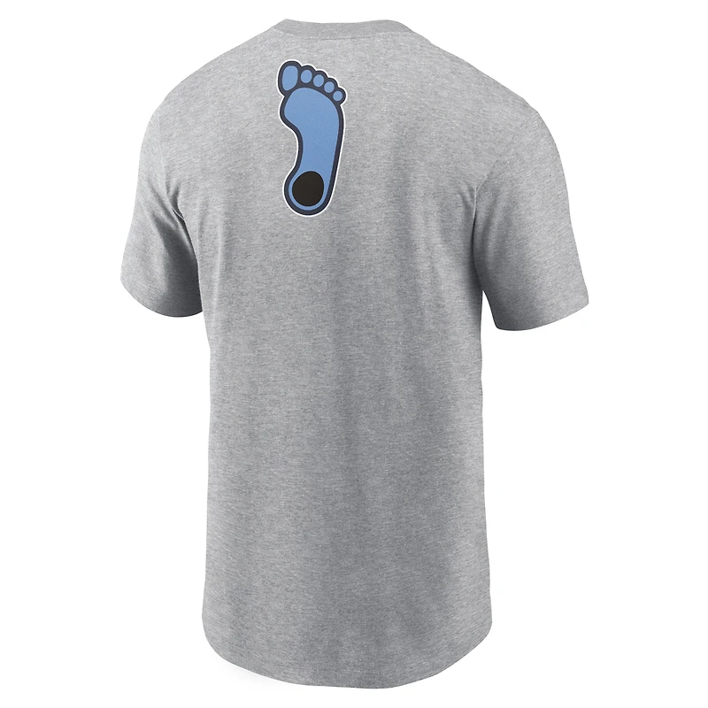 Men's Jordan Brand Heather Gray North Carolina Tar Heels Campus 2-Hit Primary Mascot T-Shirt