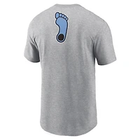 Men's Jordan Brand Heather Gray North Carolina Tar Heels Campus 2-Hit Primary Mascot T-Shirt