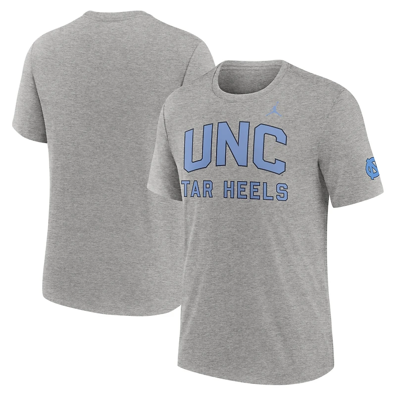 T-shirt Jordan Brand pour homme, gris chiné, motif tri-blend, campus universitaire des Tar Heels de Caroline du Nord