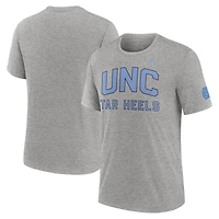 T-shirt Jordan Brand pour homme, gris chiné, motif tri-blend, campus universitaire des Tar Heels de Caroline du Nord